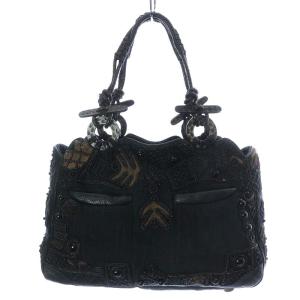 JAMIN PUECH トートバッグ ハンドバッグ ビーズ刺繍 ブラック