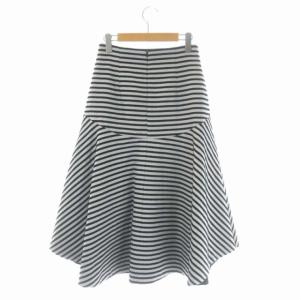 BORDERS at BALCONY フレア ボーダー ロングスカート 36 白 黒