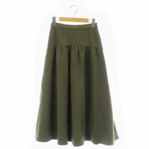 21AW  フレアスカート ロング ヨークギャザー 36 カーキ