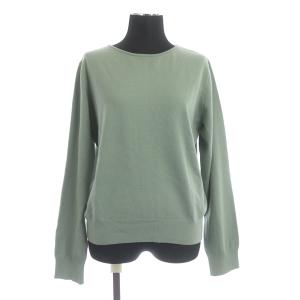 ニット セーター 長袖 バックボタン 38 緑 グリーン