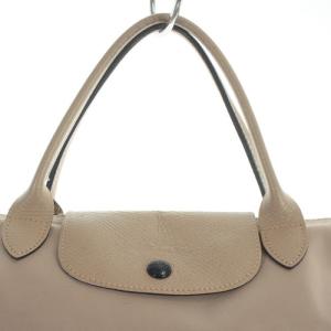 Longchamp LE PLIAGE S ハンドバッグ レザー ナイロン 切替 ピンクべージュ