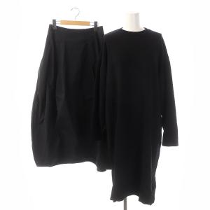 22SS EASY CARE ロングスリットレイヤード DRESS ドレス ワンピース ニットワンピース ウール 長袖 変形スカート