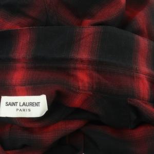 SAINT LAURENT PARIS サンローランバイエディスリマン オンブレ チェック シャツ 長袖 41/16 レッド ブラック