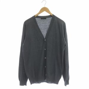 PRADA 2018年製 ニット カシミヤ混 カーディガン 長袖 Vネック 52 グレー