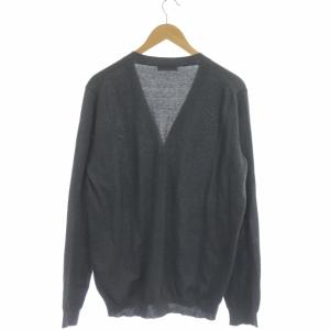 PRADA 2018年製 ニット カシミヤ混 カーディガン 長袖 Vネック 52 グレー