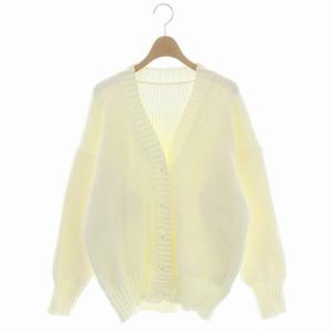 22SS ソフトコアヤーンVネックカーディガン ニット 長袖 パールボタン 白 ホワイト