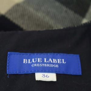 BLUE LABEL CRESTBRIDGE チェック ワンピース ミニ ノースリーブ ベルト付き 36 紺 ネイビー ベージュ アイボリー