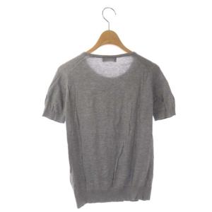 JOHN SMEDLEY コットン 半袖 ニット カットソー プルオーバー S ライトグレー