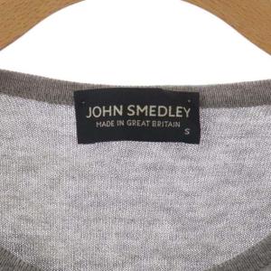 JOHN SMEDLEY コットン 半袖 ニット カットソー プルオーバー S ライトグレー