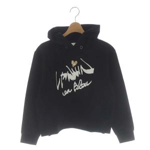 ロゴパーカー スウェット カットソー フード プルオーバー プリント 38 黒 ブラック