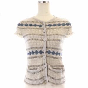 EMPORIO ARMANI セットアップ ニット トップス カーディガン 半袖  スカート ひざ丈 フレア 40 ライトグレー