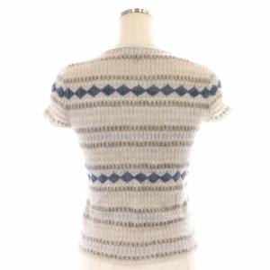 EMPORIO ARMANI セットアップ ニット トップス カーディガン 半袖  スカート ひざ丈 フレア 40 ライトグレー