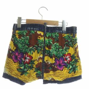 DSQUARED2 デニムパンツ ジーンズ ショート ボタンフライ ダメージ加工 カットオフ フラワー柄 34 青 ブルー マルチカラー