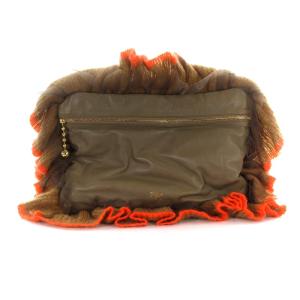 UNDERCOVER ピロークラッチバッグ ニット レース キャット柄 グレー ブラウン オレンジ