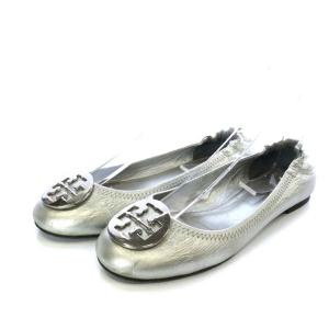 バレエシューズ パンプス フラット レザー 5.5 22.5cm シルバー色