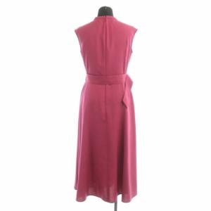 ANAYI 22AW リネン調オックスポケット付きワンピース ロング ノースリーブ ベルト付き 34 ピンク