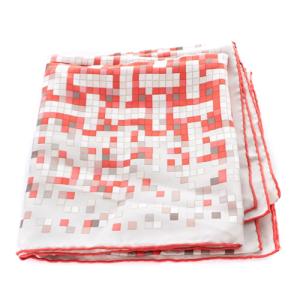 HERMES MOSAIQUE AU 24 カレ90 スカーフ シルク レッド ライトグレー