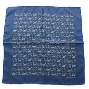 スカーフ カレ45 鶴柄 青 ブルー