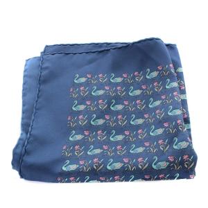 HERMES スカーフ カレ45 鶴柄 青 ブルー