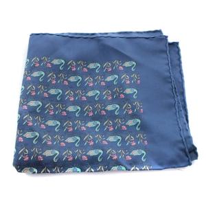 HERMES スカーフ カレ45 鶴柄 青 ブルー