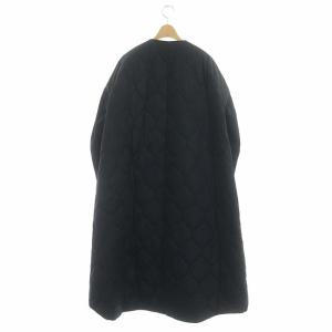 ENFOLD キルティングAラインコート 中綿 ノーカラー 38 紺 黒