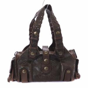 Chloe シルベラード パイソンワンショルダーバッグ ハンドバッグ トートバッグ レザー 茶 ブラウン