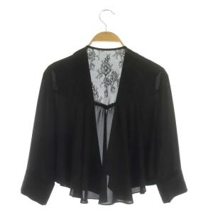 GRACE CONTINENTAL レース切替 七分袖 ボレロ カーディガン ショールカラー ロールアップ 36 黒 ブラック