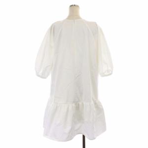 CLANE 22SS PUFF MINI ONE PIECE ワンピース バルンスリーブ ギャザー クルーネック ミニ 五分丈袖 1 白