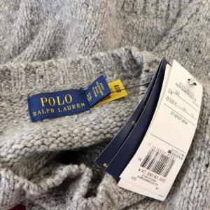 POLO RALPH LAUREN ロゴクルーネックニット セーター 長袖 カシミヤ混 グレーミックス ボルドー