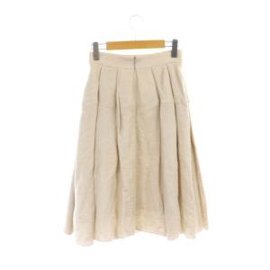 FOXEY BOUTIQUE 37622 リネンタックスカート ひざ丈 フレア 38 ライトベージュ