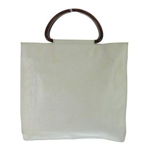 CHANEL トートバッグ ウッドハンドル ココマーク キャビアスキン 6番台 レザー 白