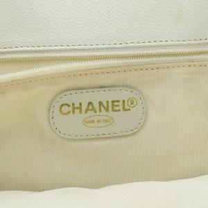 CHANEL トートバッグ ウッドハンドル ココマーク キャビアスキン 6番台 レザー 白