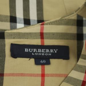 BURBERRY LONDON チェック Vネック ノースリーブ ワンピース ひざ丈 40 ベージュ 黒 白 赤