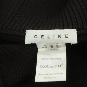 CELINE トリオンフ ウール ハーフジップ 長袖 ニット プルオーバー セーター ハイネック S ダークブラウン
