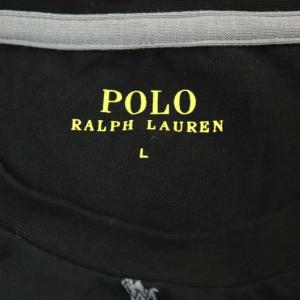 POLO RALPH LAUREN ポニー 総柄 Tシャツ カットソー 半袖 プルオーバー L 黒 ブラック