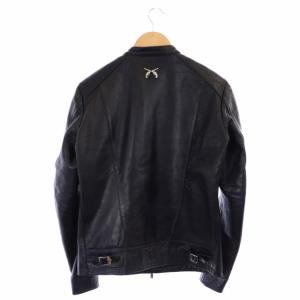 roar カウレザーシングルライダースジャケット ジップアップ 総裏地 1 黒 ブラック