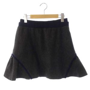 スー Sue ウールスカート ミニ フレア ウエストゴム モヘヤ混 アンゴラ混 2 グレー 紺 ネイビー