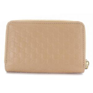 GUCCI マイクログッチシマ ラウンドジップ コインケース 小銭入れ レザー べージュ 544249