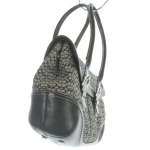 COACH シグネチャー ハンドバッグ トートバッグ キャンバス レザー グレー 黒 ブラック