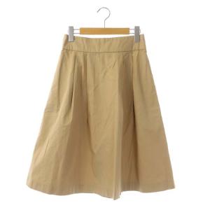ひざ丈 コットンフレアスカート タック 1 ベージュ