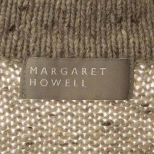 MARGARET HOWELL カシミヤ混 ニットカーディガン くるみボタン ハイネック 長袖 2 ライトベージュ
