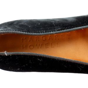 MARGARET HOWELL フラットシューズ パンプス ベルベット 36 23cm 黒 ブラック