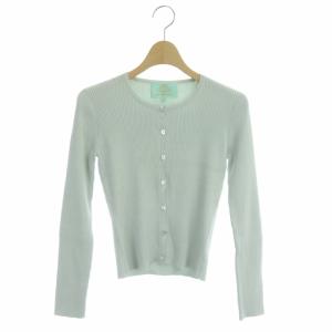 リブニットカーディガン 長袖 クルーネック XS ミント