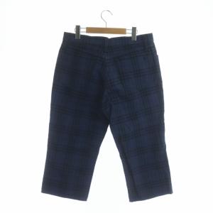 BURBERRY BLUE LABEL チェッククロップドパンツ テーパード L 青 黒 ブルー ブラック