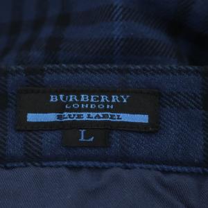 BURBERRY BLUE LABEL チェッククロップドパンツ テーパード L 青 黒 ブルー ブラック