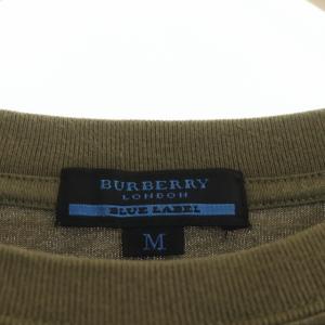 BURBERRY BLUE LABEL チェックTシャツ カットソー 半袖 クルーネック M カーキベージュ 黒 ブラック