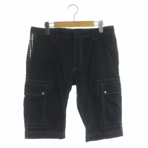 BURBERRY BLACK LABEL カーゴパンツ ハーフパンツ ステッチ 76 黒 ブラック