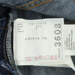 sacai 18AW デニム フリル ブラウス カットソー プルオーバー サイドジップ 半袖 カットオフ 2 インディゴ 紺