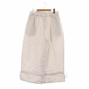 21AW UpcycleLino ラッフルヘムパンツ ワイド リネン混 ドロスト F ライトグレージュ