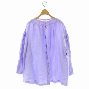 nest Robe 22SS リネン クルーギャザーネック2Way ブラウス シャツ 長袖 チュニック丈 フレア プルオーバー F ラベンダー
